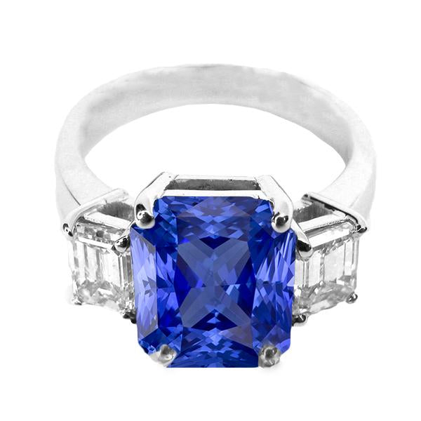Anello con 3 pietre di diamante. zaffiro radiante e smeraldo a forma di 3.50 carati - harrychadent.it