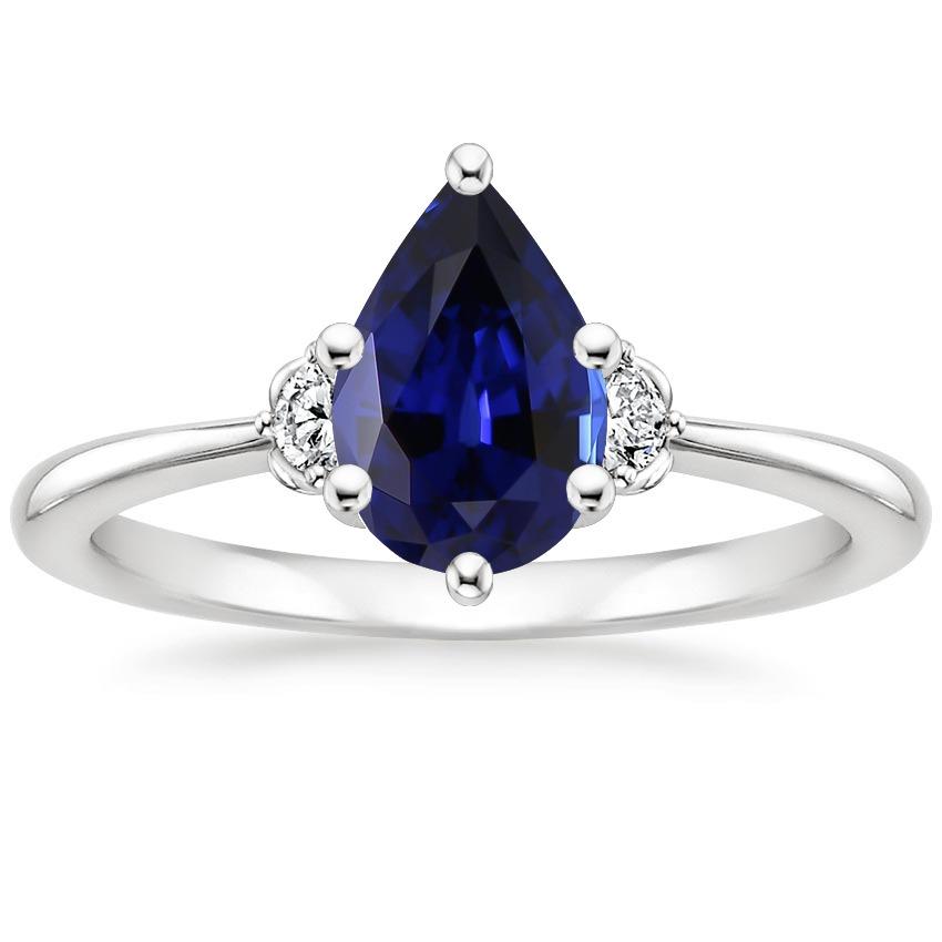 Anello con 3 pietre di diamanti e zaffiro blu 6.75 carati con gambo affusolato in oro - harrychadent.it