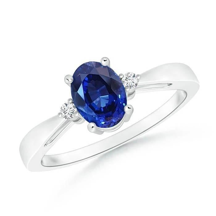 Anello con 3 pietre di zaffiro blu dello Sri Lanka e diamanti 3,20 carati Nuovo - harrychadent.it