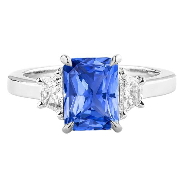 Anello con 3 pietre di zaffiro blu mezza luna con diamanti incastonati 3.50 carati - harrychadent.it