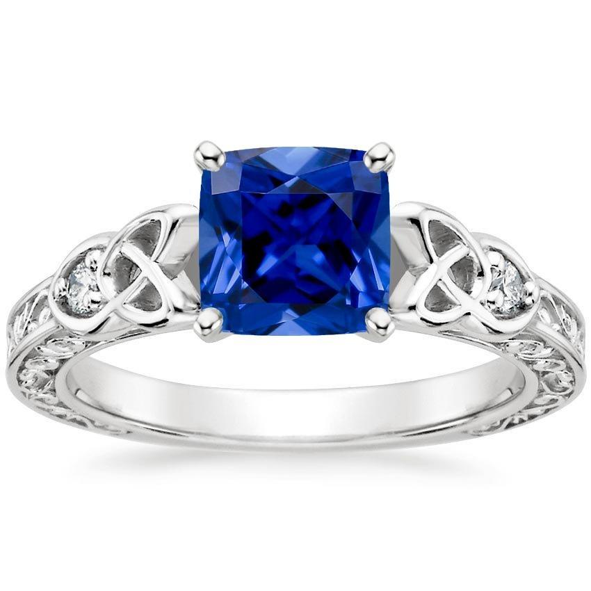 Anello con 3 pietre in stile vintage con zaffiri blu e diamanti rotondi 2.50 carati - harrychadent.it