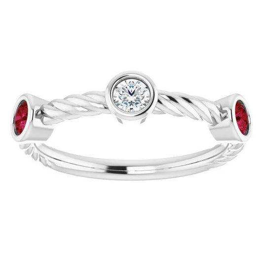 Anello con 3 rubini e diamanti in pietra 0.90 carati Gioielli intrecciati con corda Novità - harrychadent.it