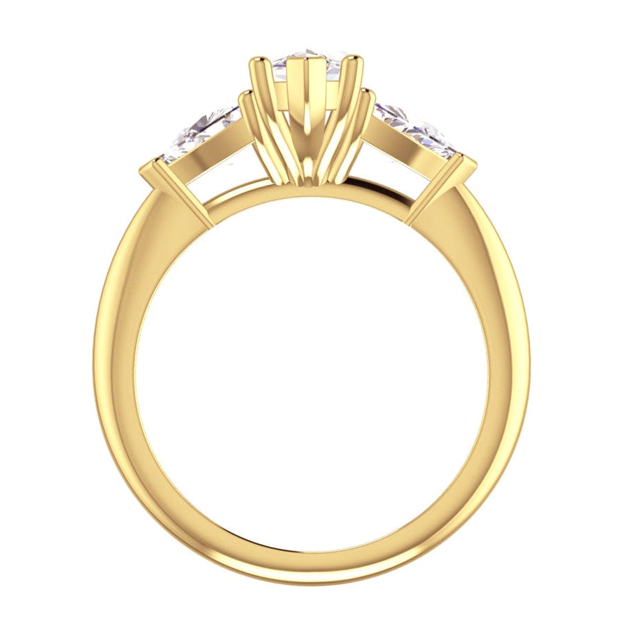 Anello con 3 pietre Marquise Diamond & Trilliants con fascia abbinata in oro giallo