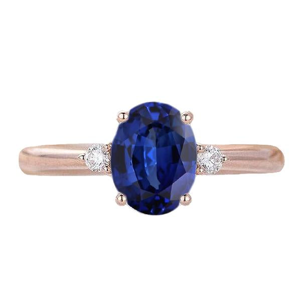 Anello con 3 zaffiri a taglio ovale con piccoli diamanti rotondi 2.25 carati - harrychadent.it