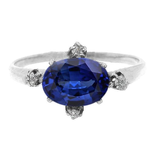 Anello Gemma Zaffiro Blu & Diamanti 5 Gioielli Pietra 3.50 Carati - harrychadent.it