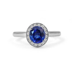 Anello con Zaffiro dello Sri Lanka ovale da 2,90 carati e Rotondo in oro 14K