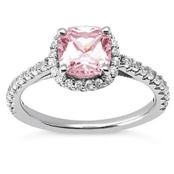 Anello con anello aureola in zaffiro rosa con cuscino da 1,41 ct