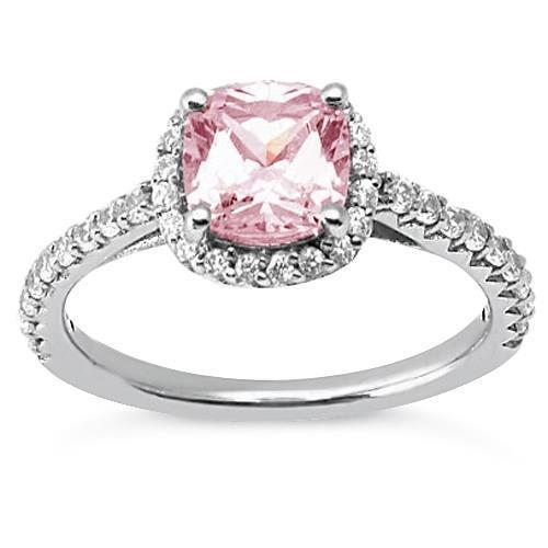 Anello con anello aureola in zaffiro rosa con cuscino da 1,41 ct - harrychadent.it