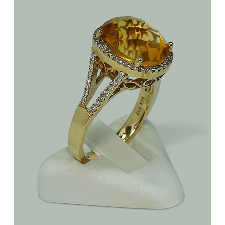 Anello con citrino e diamanti da 4.75 carati con accenti in oro giallo 14K - harrychadent.it