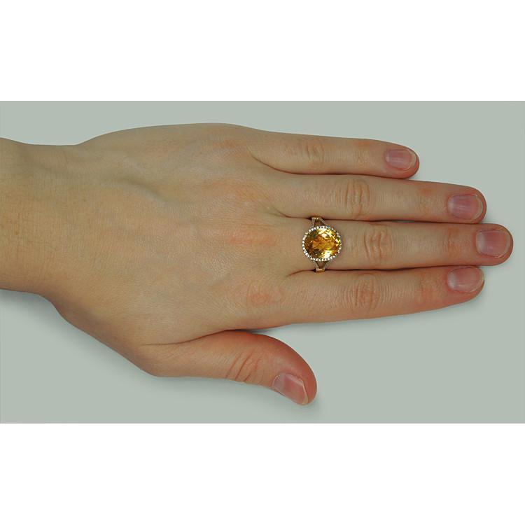 Anello con citrino e diamanti da 4.75 carati con accenti in oro giallo 14K - harrychadent.it