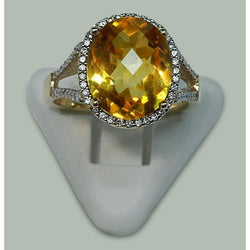 Anello con citrino e diamanti da 4.75 carati con accenti in oro giallo 14K