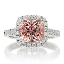 Anello con cuscino in oro bianco 14K e 11 ct con Morganite e diamanti Novità
