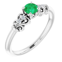 Anello con diamante 1.10 carati verde smeraldo stile vintage gioielli