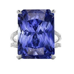 Anello con diamante Grande zaffiro Gioielleria con gemme 7.50 carati Gambo diviso