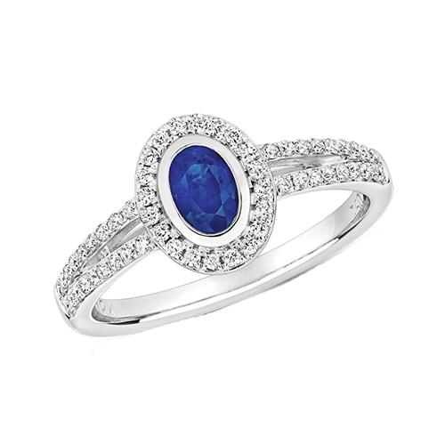 Anello con diamante Halo Set di castoni con zaffiro ovale di Ceylon 2.50 carati - harrychadent.it