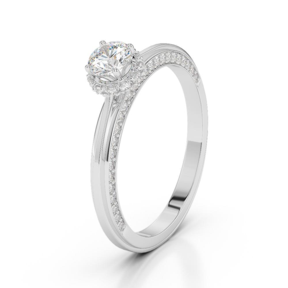 Anello con diamante Hidden Halo 1,50 ct di fidanzamento con accenti in oro bianco 14K