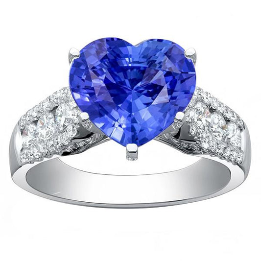 Anello con diamante a forma di cuore con zaffiro azzurro gioielli 5.50 carati - harrychadent.it