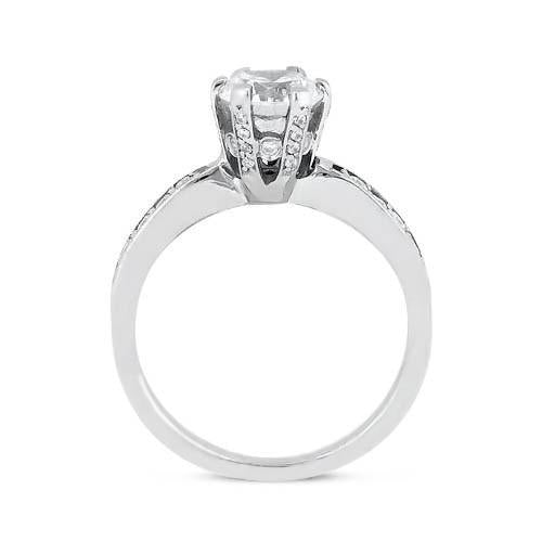 Anello con diamante brillante rotondo da 2.02 carati con accenti in oro bianco 14K - harrychadent.it