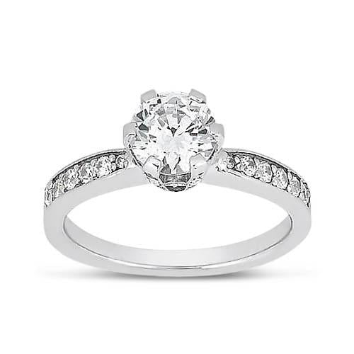 Anello con diamante brillante rotondo da 2.02 carati con accenti in oro bianco 14K - harrychadent.it