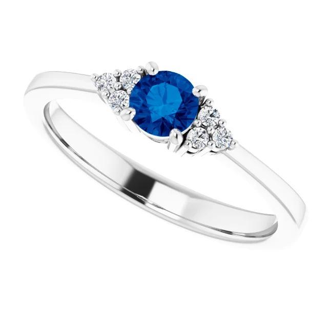 Anello con diamante da 1 carato con montatura a griffe con zaffiro blu gioielli da donna - harrychadent.it