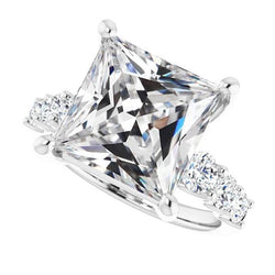 Anello con diamante da minatore a taglio rotondo e quadrato con montatura a griffe 8,50 carati