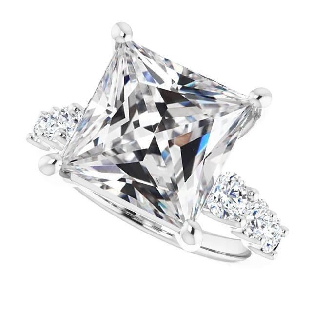 Anello con diamante da minatore a taglio rotondo e quadrato con montatura a griffe 8,50 carati - harrychadent.it