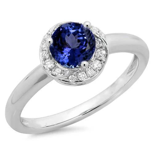 Anello con diamante fantasia in tanzanite con centro rotondo da 2.25 carati Nuovo - harrychadent.it