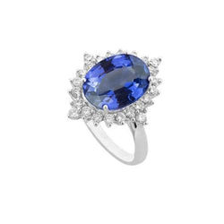 Anello con diamante ovale con zaffiro dello Sri Lanka, gioielli con pietre preziose da 8,50 carati