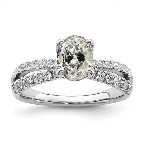 Anello con diamante ovale da vecchio minatore, gambo diviso, 4 carati, gioielli in oro - harrychadent.it