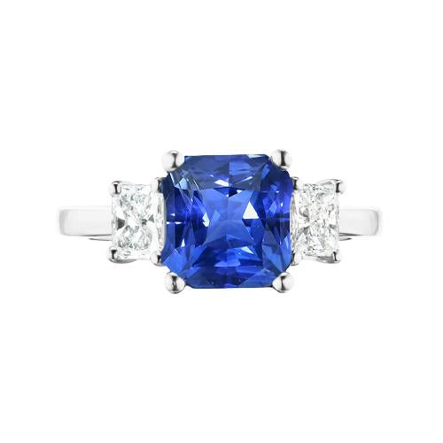 Anello con diamante radiante e zaffiro blu 3 gioielli in pietra preziosa 2 carati - harrychadent.it