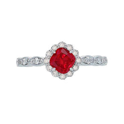 Anello con diamante rosso rubino taglio cuscino in oro bianco 14K 2,45 carati
