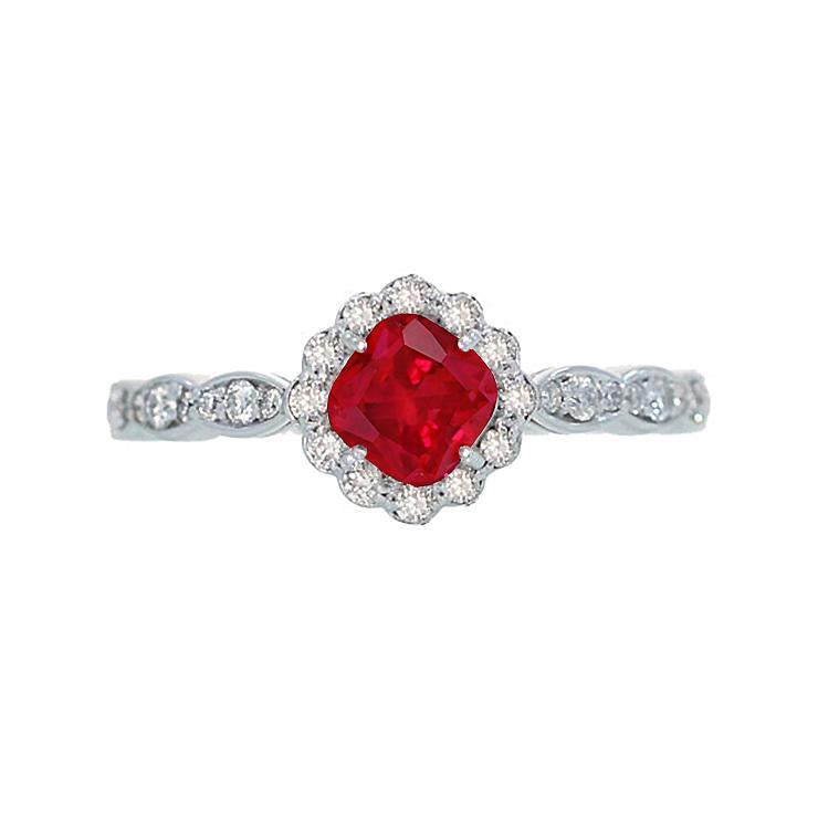 Anello con diamante rosso rubino taglio cuscino in oro bianco 14 carati 2,45 carati - harrychadent.it