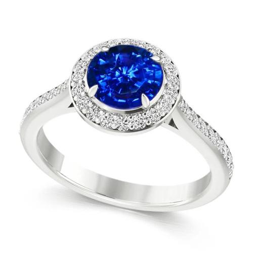 Anello con diamante rotondo con zaffiro blu dello Sri Lanka da 2,5 ct - harrychadent.it