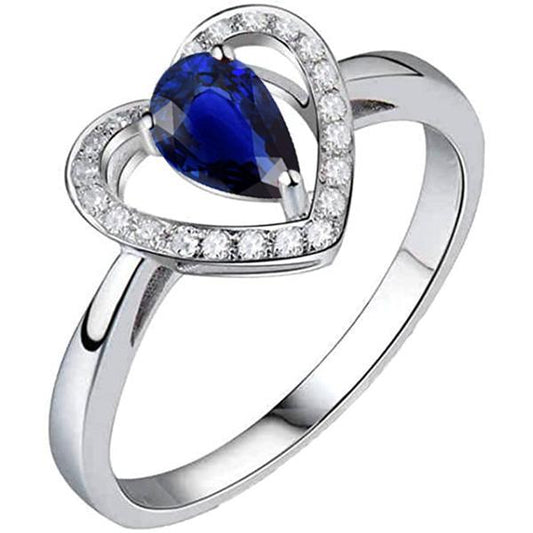 Anello con diamante rotondo taglio a pera con zaffiro blu stile cuore 3 carati - harrychadent.it
