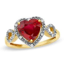 Anello con diamante rubino taglio cuore rosso. gioielli in oro giallo da 6.65 ct