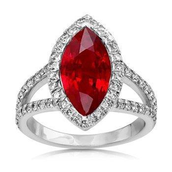 Anello con diamante rubino taglio marquise rosso oro bianco 5.55 ct - harrychadent.it