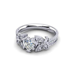 Anello con diamante scintillante 1.75 carati cuore e oro bianco taglio rotondo 14K