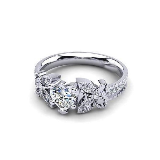 Anello con diamante scintillante 1.75 carati cuore e oro bianco taglio rotondo 14K - harrychadent.it