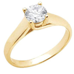 Anello con diamante solitario da 2 carati e stile polo in oro giallo