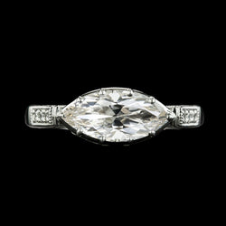 Anello con diamante taglio antico rotondo e marquise, gioielli in oro 14 carati 5.50 carati