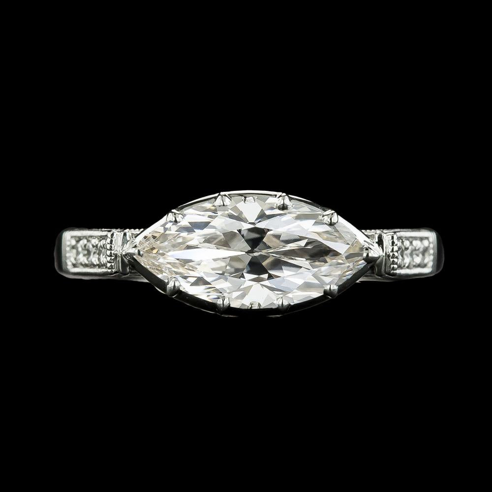 Anello con diamante taglio antico rotondo e marquise, gioielli in oro 14 carati 5.50 carati - harrychadent.it