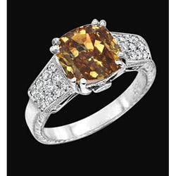 Anello con diamante taglio cuscino da 1,75 ct, gemma in oro bianco 14 carati