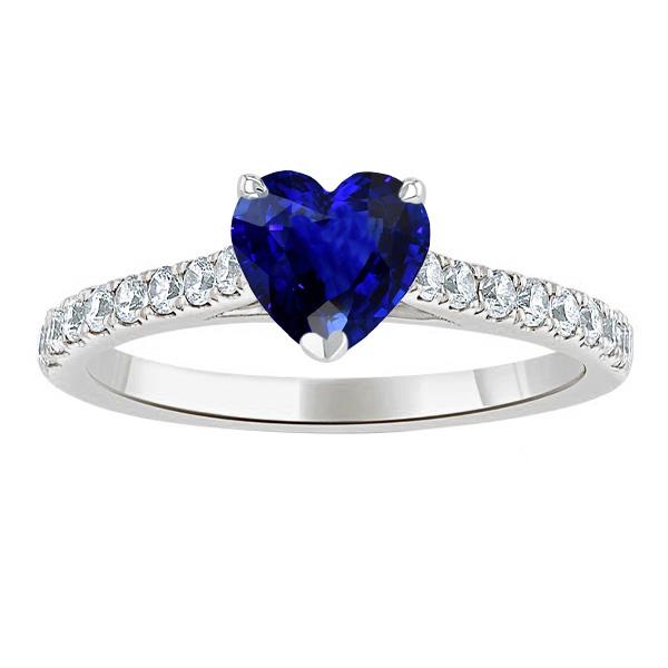 Anello con diamante rotondo e zaffiro taglio a cuore con montatura a cattedrale 2.50 carati - harrychadent.it