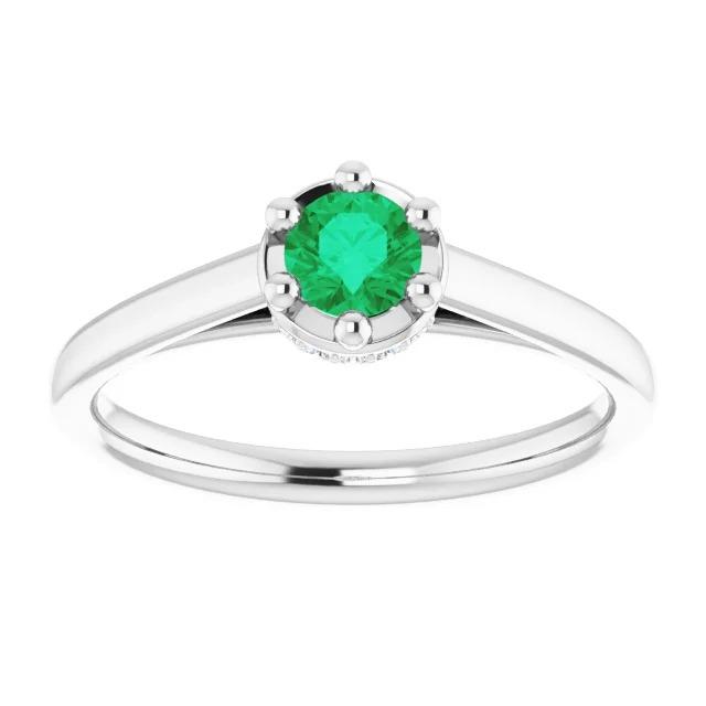 Anello con diamante verde smeraldo verde rotondo a sei punte. 1.25 carati. oro bianco 14K - harrychadent.it