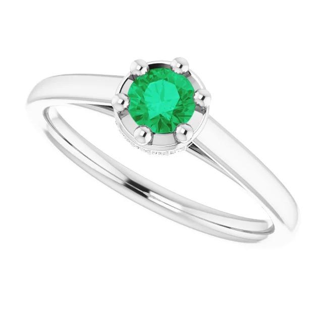 Anello con diamante verde smeraldo verde rotondo a sei punte. 1.25 carati. oro bianco 14K - harrychadent.it