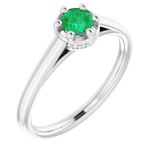 Anello con diamante verde smeraldo verde rotondo a sei punte. 1.25 carati. oro bianco 14K - harrychadent.it