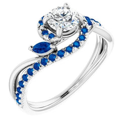 Anello con diamante zaffiro blu 1.65 carati