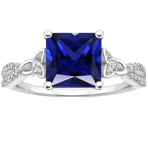 Anello con diamante zaffiro blu taglio principessa. gambo intrecciato in oro 4 carati - harrychadent.it