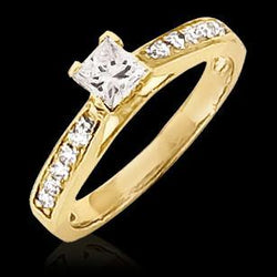 Anello con diamanti da 1,50 ct, gioielli taglio princess, oro giallo 14 carati