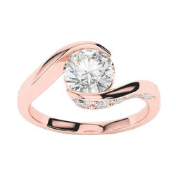 Anello con diamanti in oro rosa 3.10 carati con gambo intrecciato gioielli da donna Novità